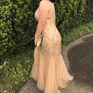 Cream prom dress with diamonds